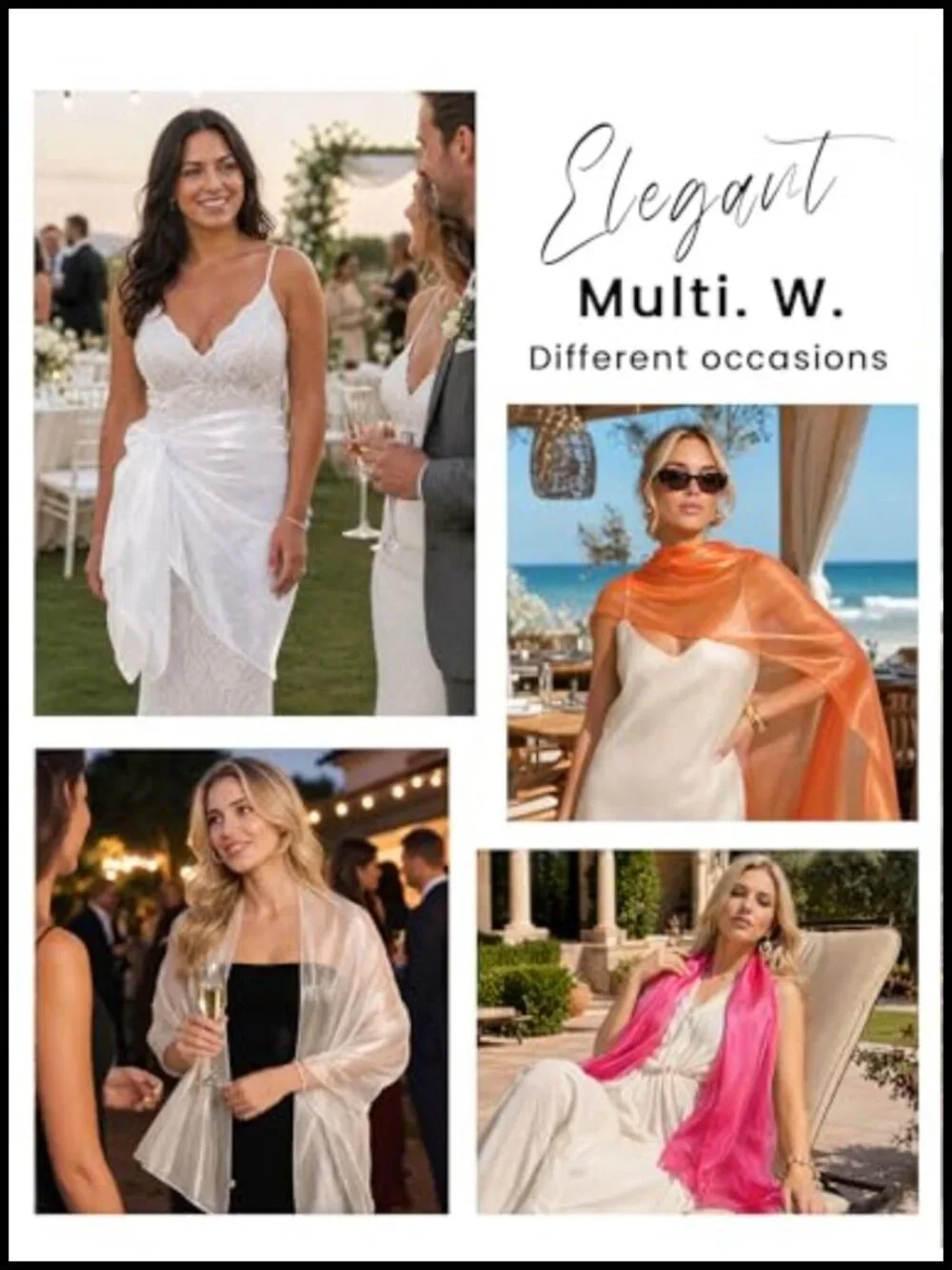 Sheer Silky Organza Shimmer Shawl Wrap for Evening Dresses Wedding Party